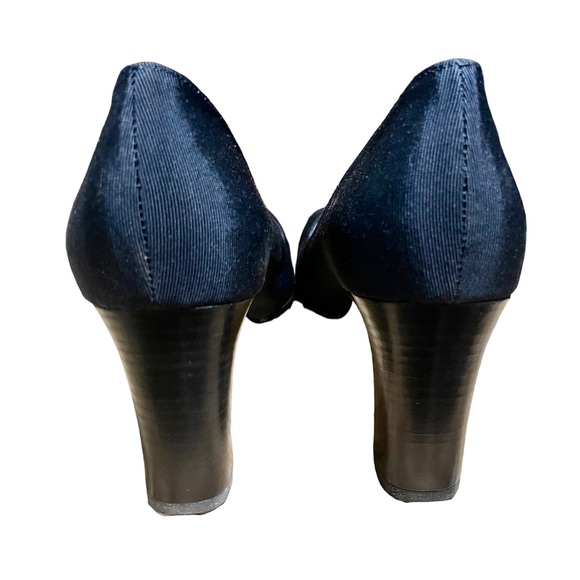 ANNE KLEIN II Navy Blue Cross Grain Italian Made Pumps Shoes 9N NWOT With Box - Picture 5 of 8